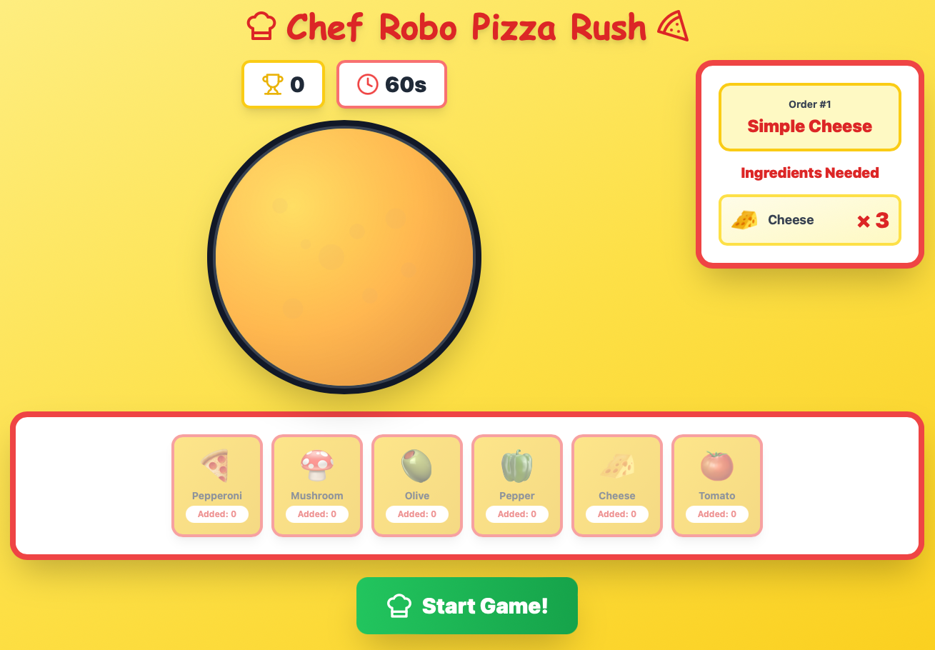 Chef Robo Pizza Rush game screenshot